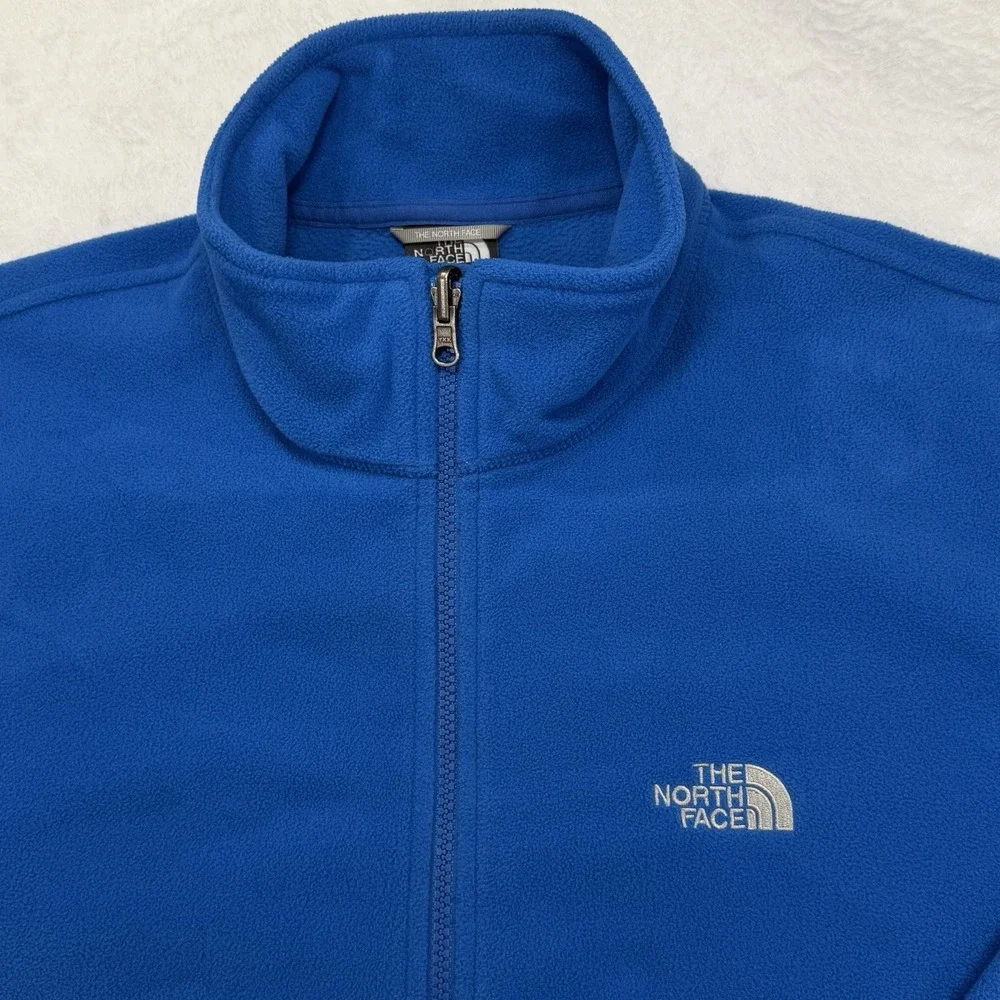 The North Face Full Zip Fleece Jacket Men's XL Blue Pockets Outdoor Winter